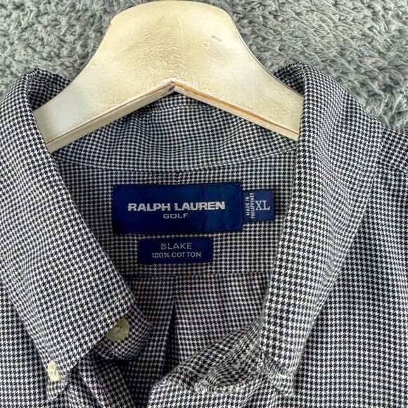 VTG Ralph Lauren Golf Blake Shirt Mens XL Gray Houndstooth Preppy Y2K FITS BIG - Picture 4 of 12